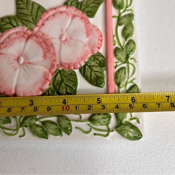 Vintage Treasure Craft Pink Green Floral Trivet Decor Wall Art Ceramic Tile - Picture 11 of 14
